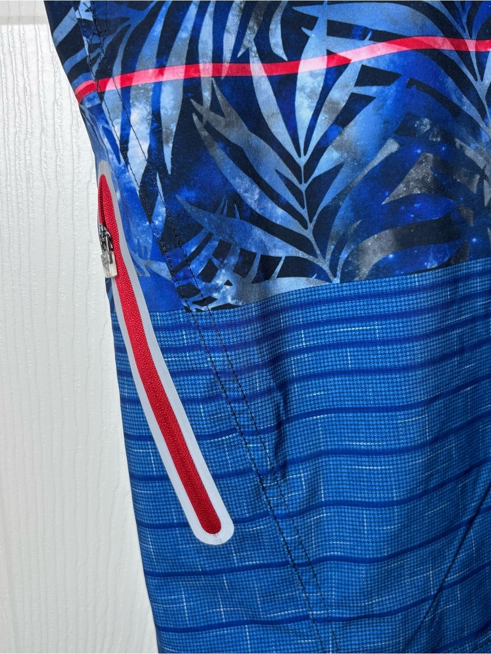 ZEROXPOSUR Swim Trunks Mens XXL Blue Tropical Palm Trees 360 Comfort Zipper NWOT - Picture 4 of 7